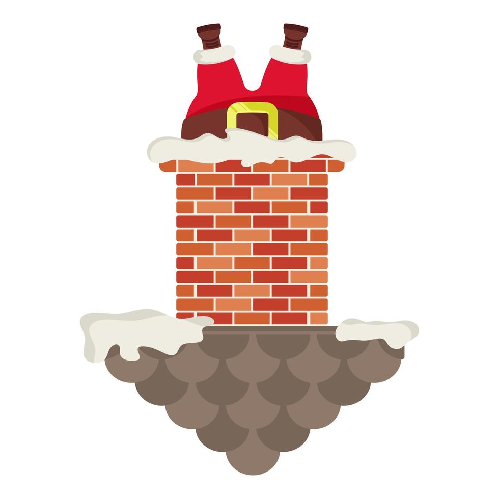 Santa claus in the chimney isolated on white background. Vector illustration