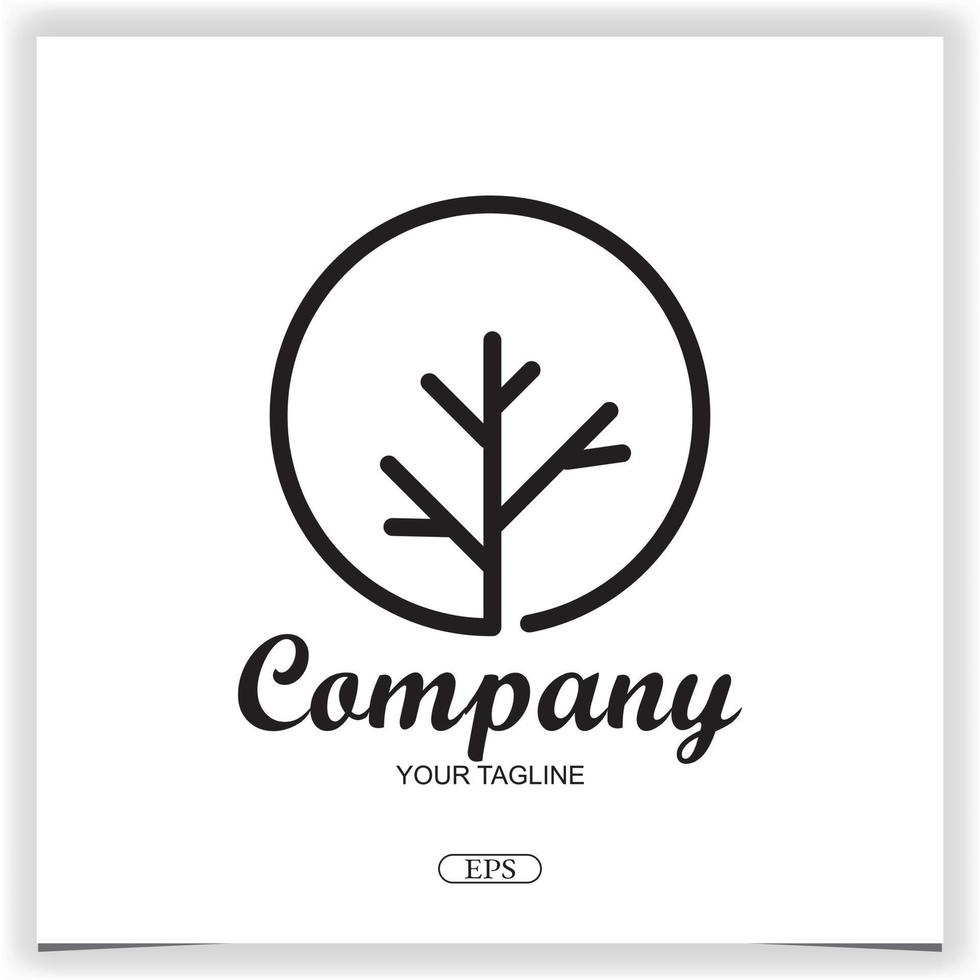 diseño de logotipo de árbol de círculo de contorno limpio simple plantilla elegante premium vector eps 10