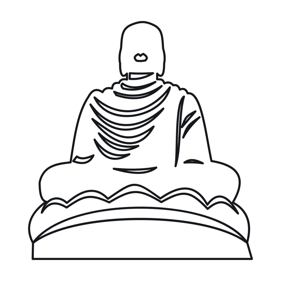 icono de la estatua de buda, estilo de esquema vector