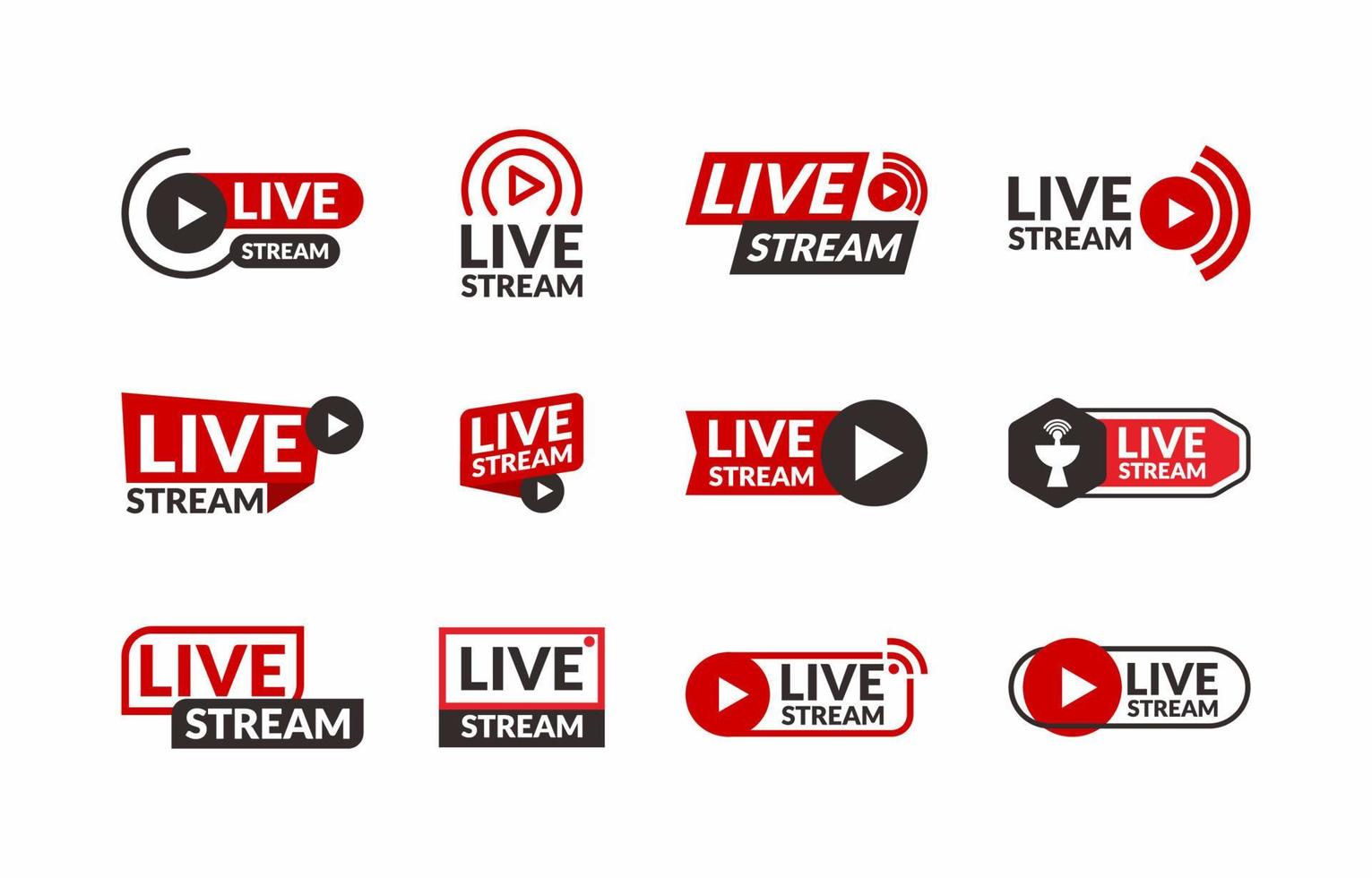 Live Online Stream Icon Badge Collection vector