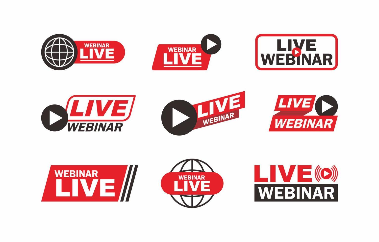 Live Webinar Icon Badge Collection vector