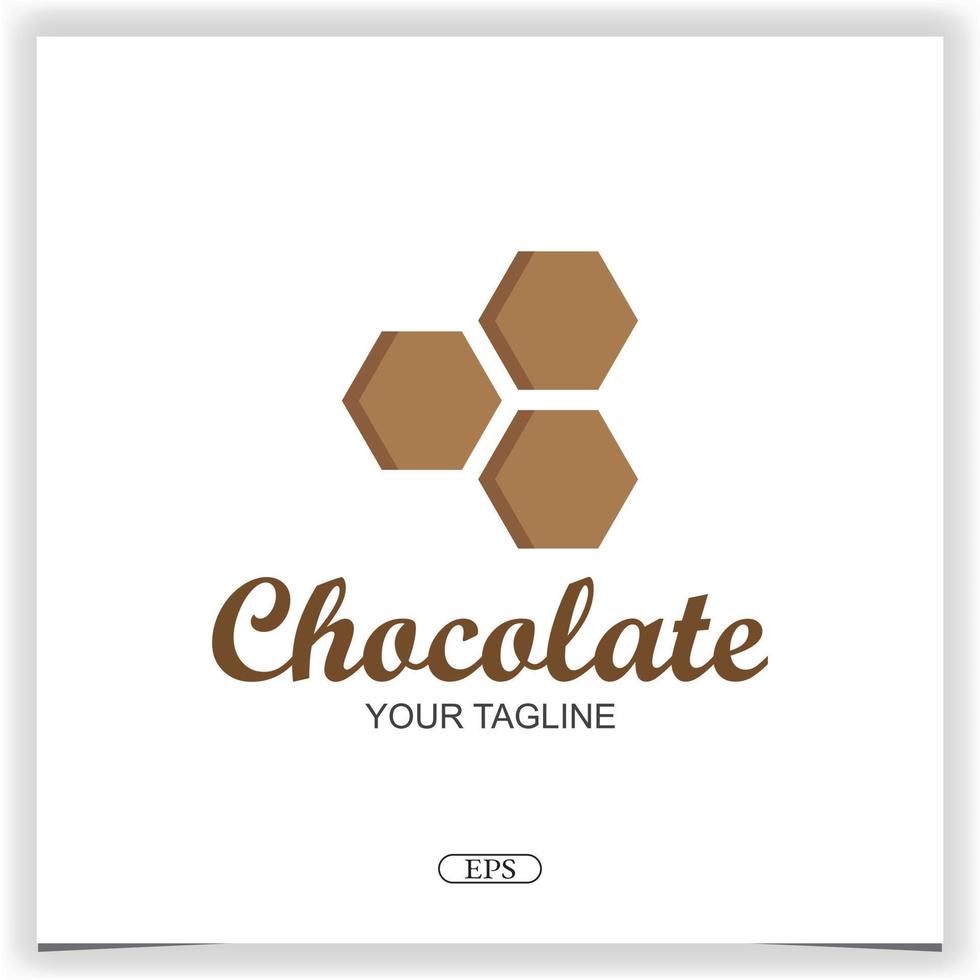 diseño de logotipo de chocolate hexagonal plantilla elegante premium vector eps 10