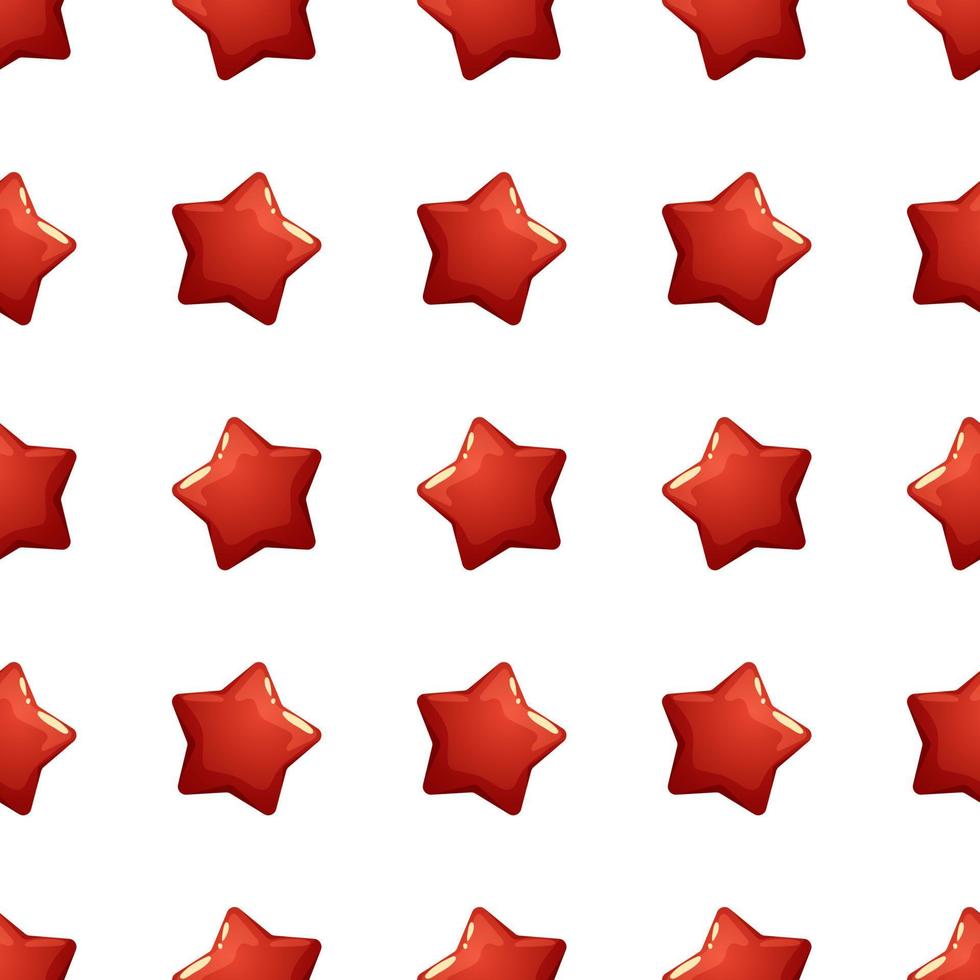 Festive pattern with red stars in cartoon style on white background vector