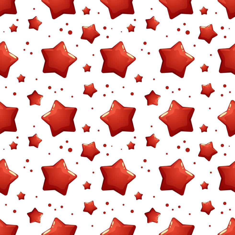Festive pattern with red stars and dots in cartoon style on a white background vector