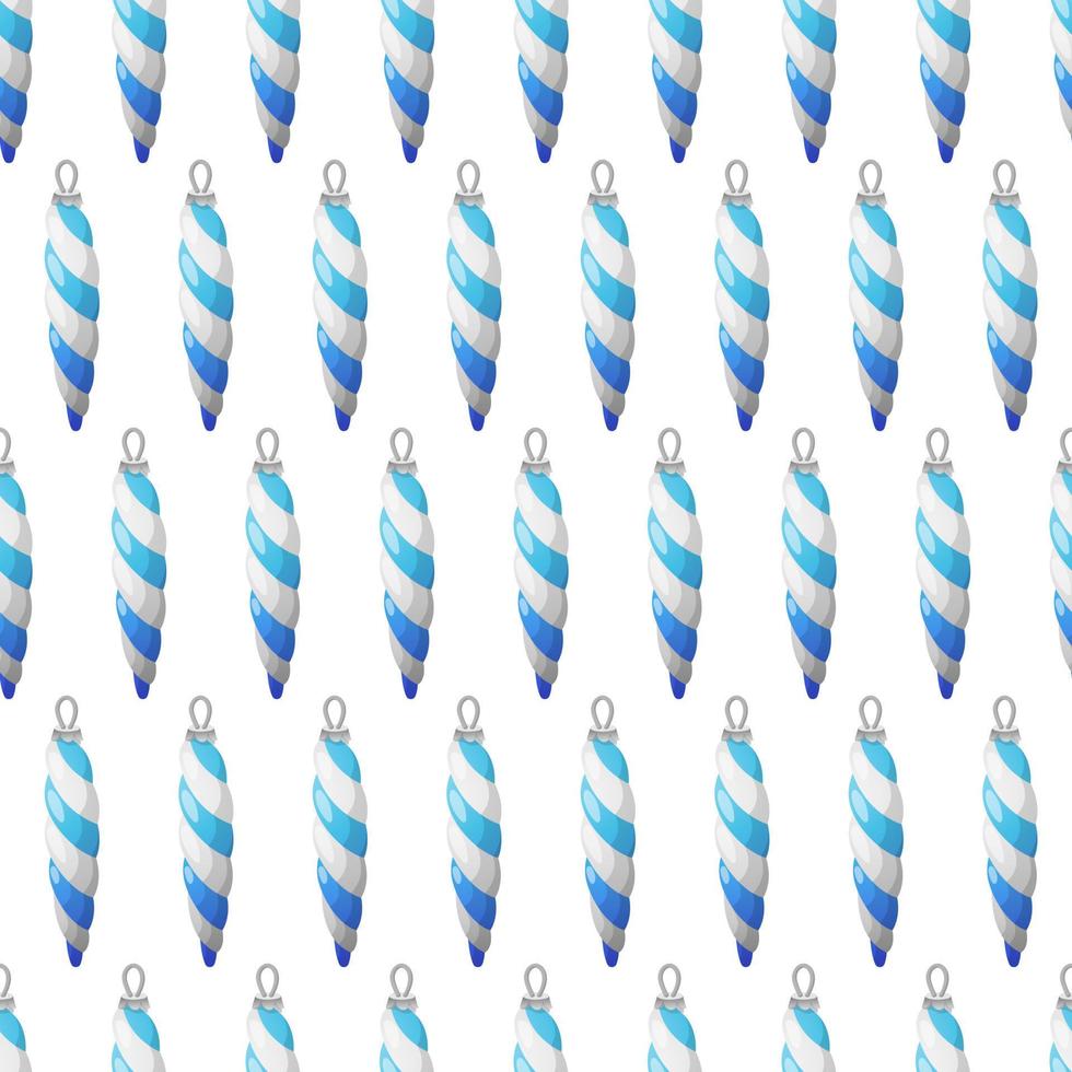 Christmas pattern with toy icicles in cartoon style on white background vector
