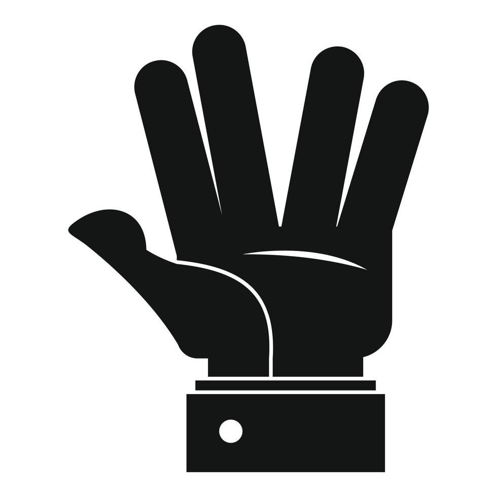 icono de mano hola, estilo negro simple vector