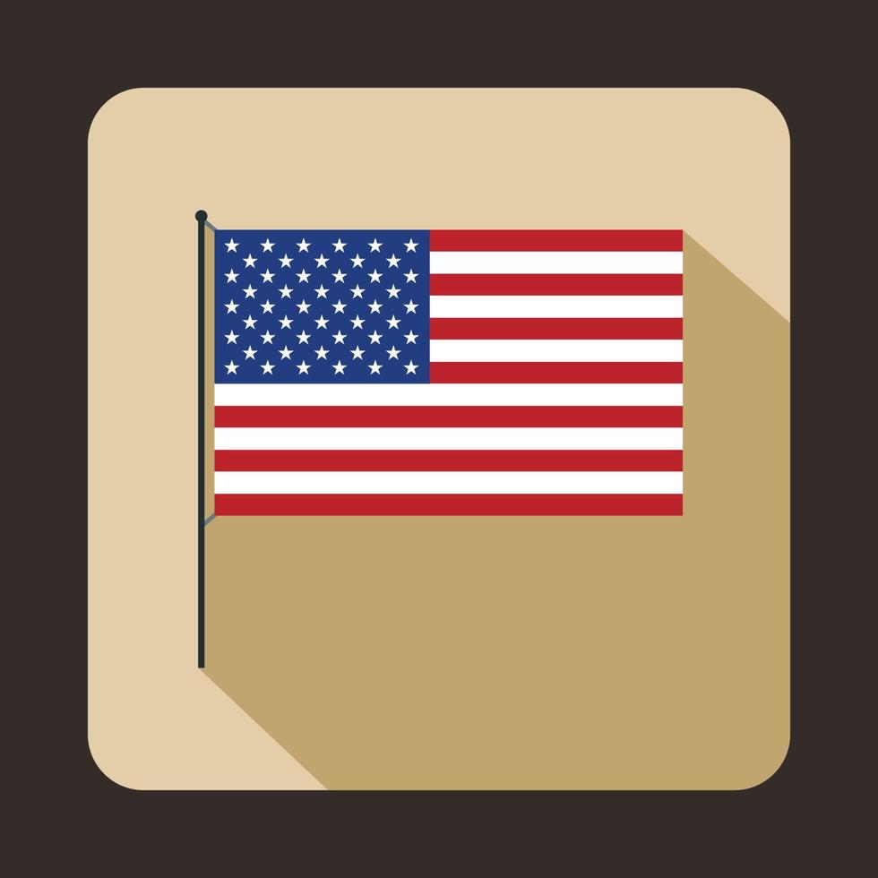 American flag icon, flat style vector