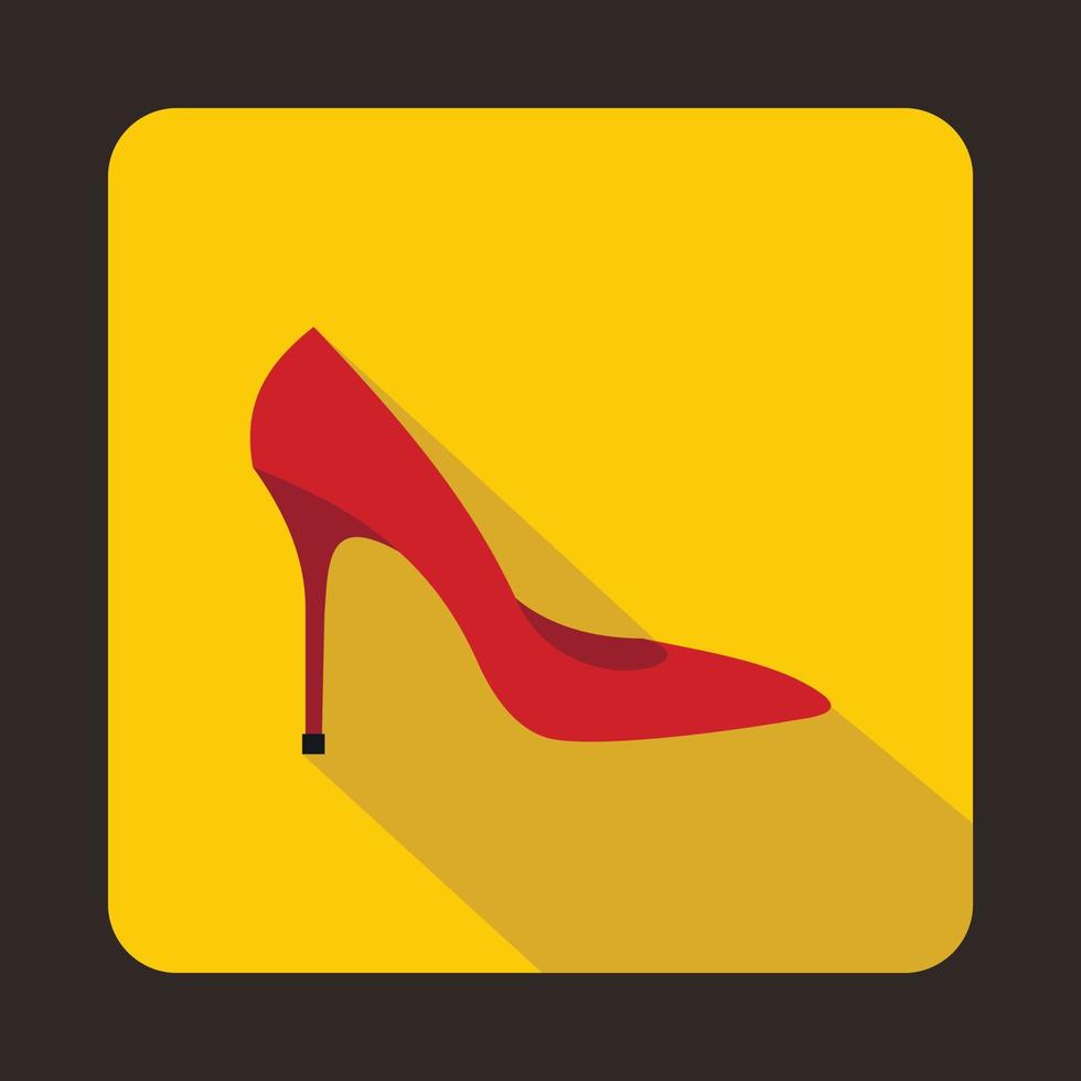 icono de zapato de tacón rojo, estilo plano vector