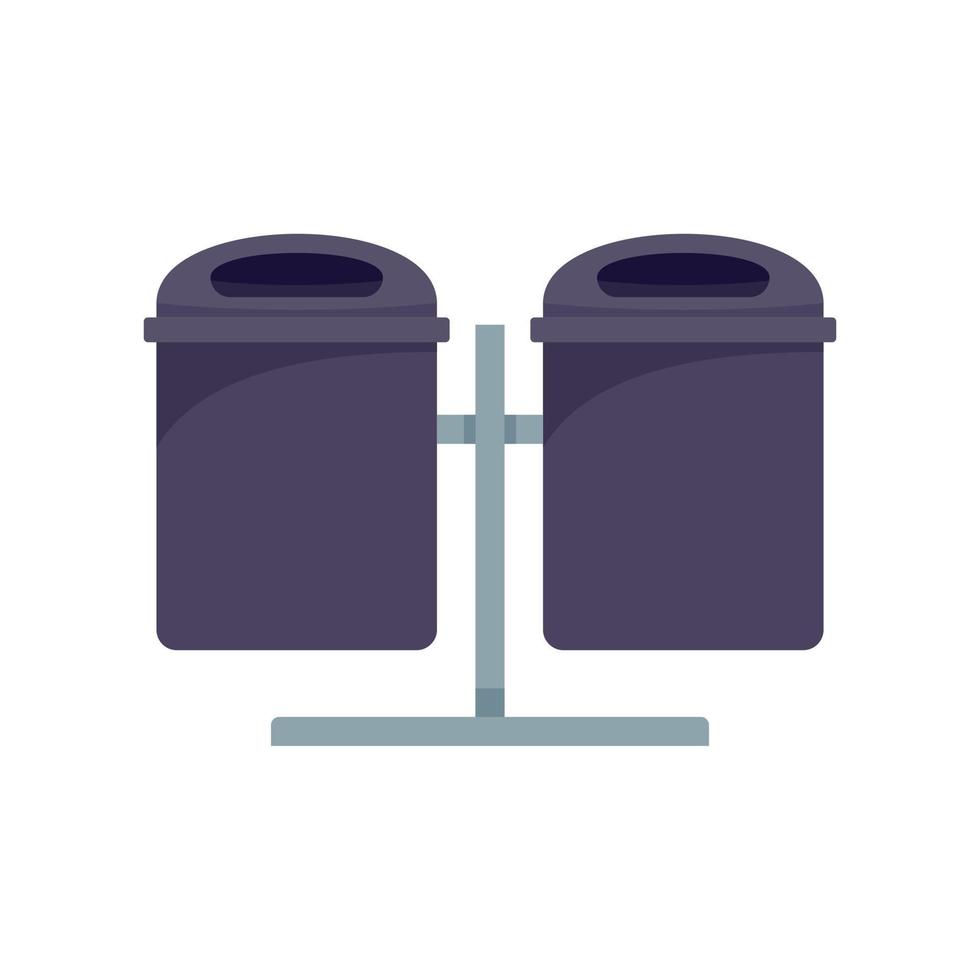 Double trash can icon, flat style vector