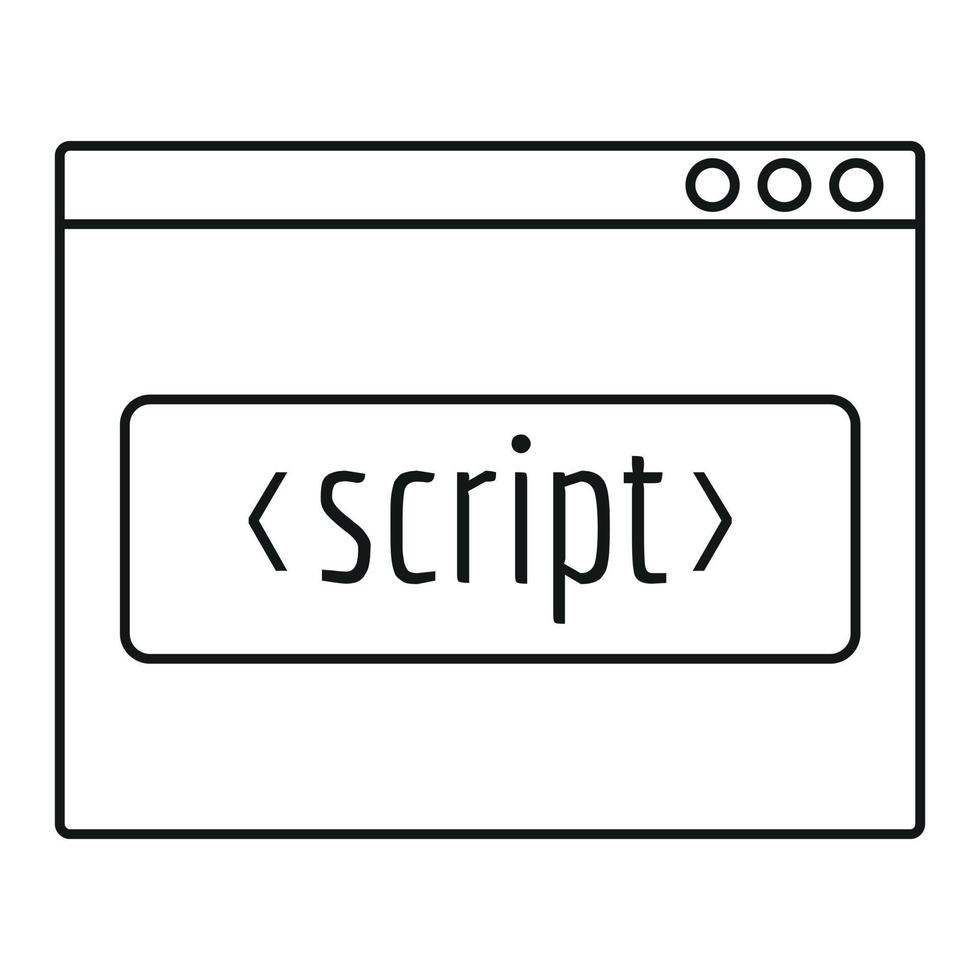 Script window icon, outline style vector