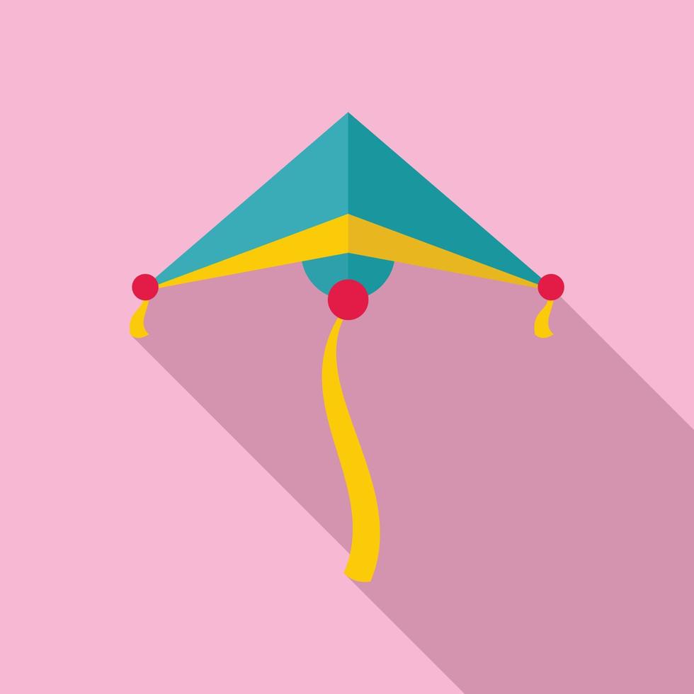 Sky blue kite icon, flat style vector