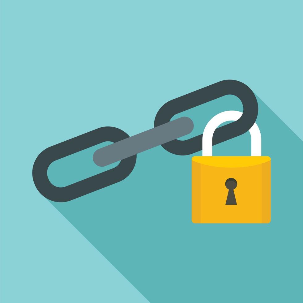 Secured lock icon, flat style vector