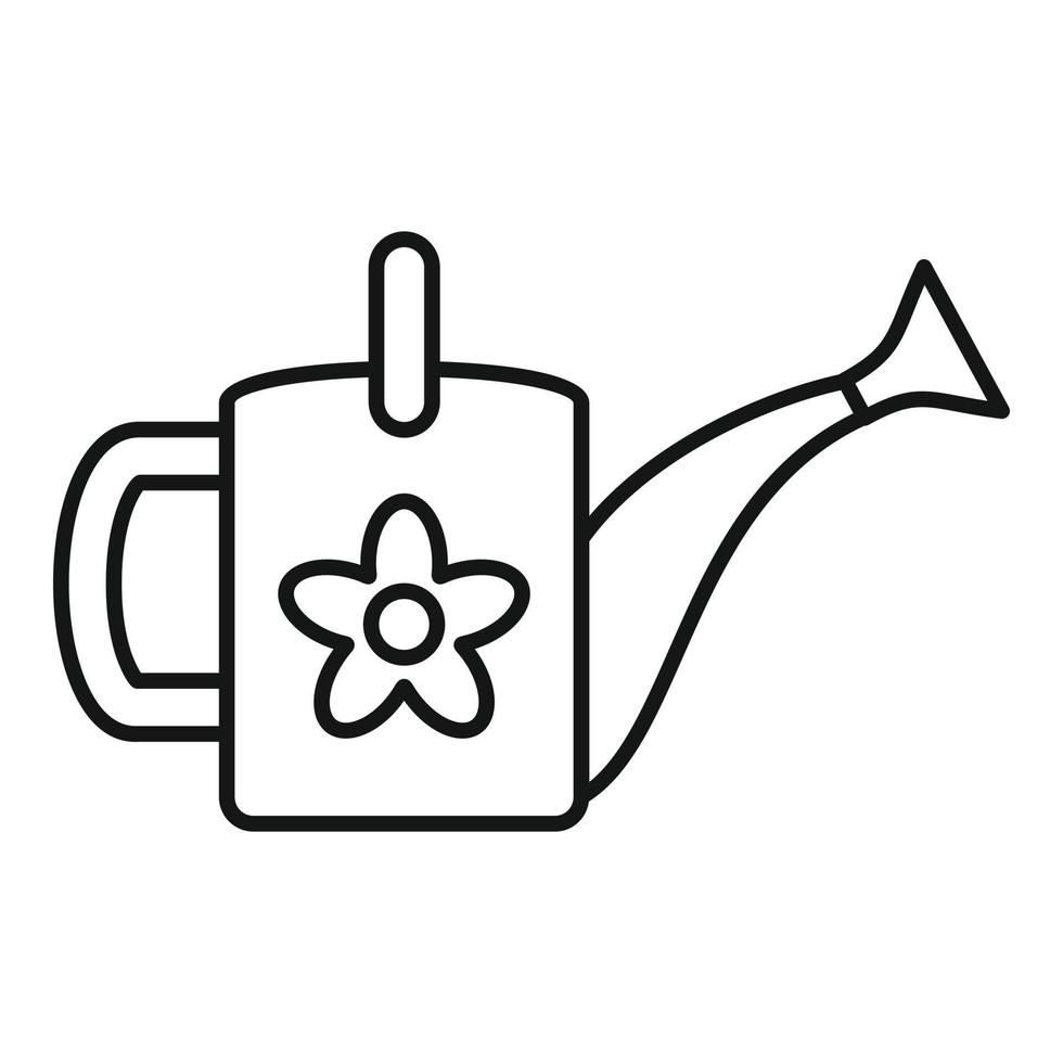 Flower watering can icon, outline style vector