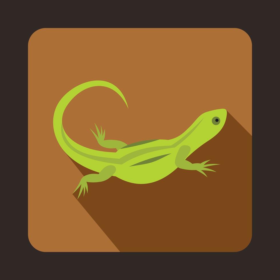 Green lizard icon, flat style vector