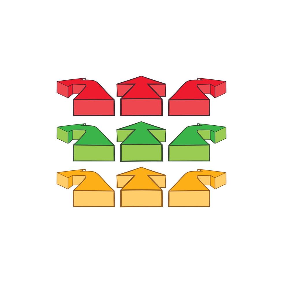 Arrows of different color icon, cartoon style vector