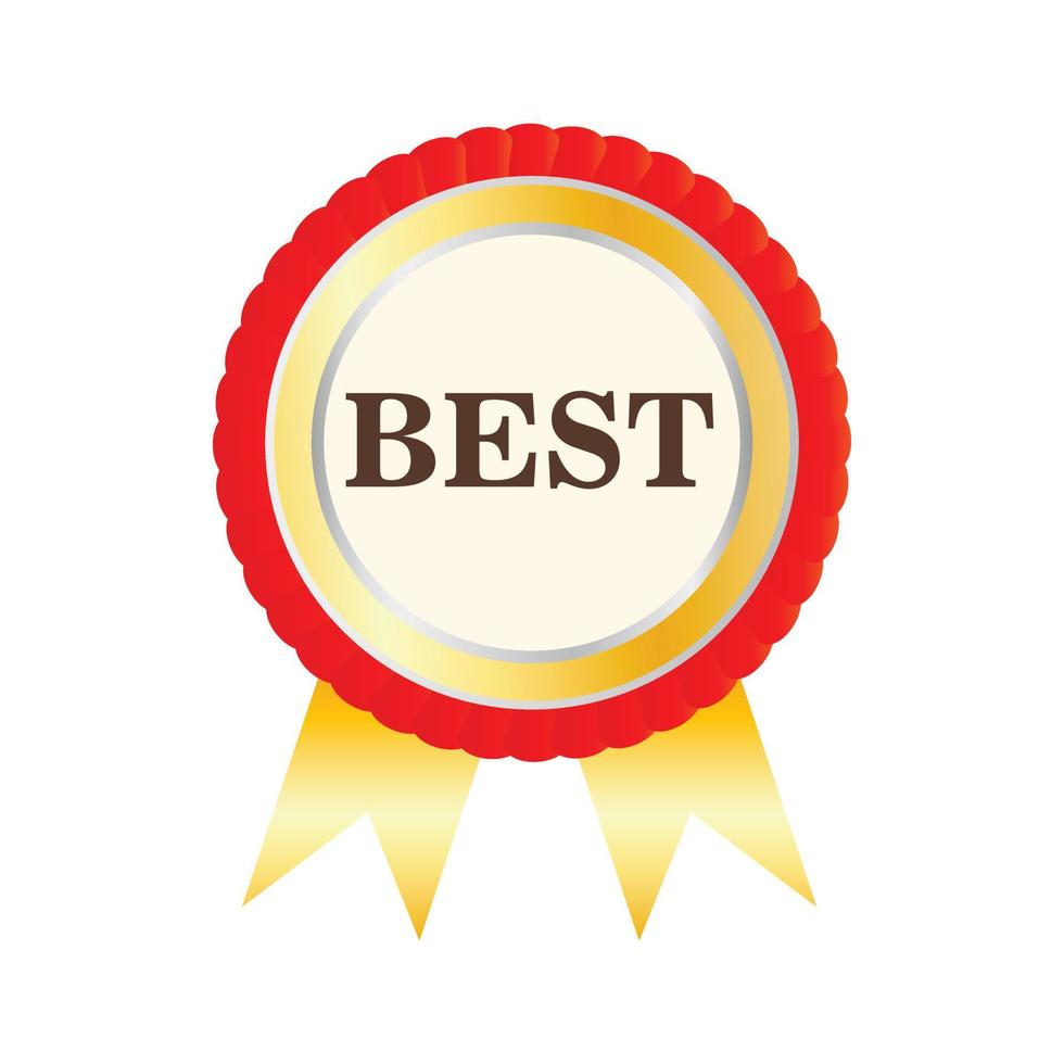 Gold medal with the word Best icon, flat style vector