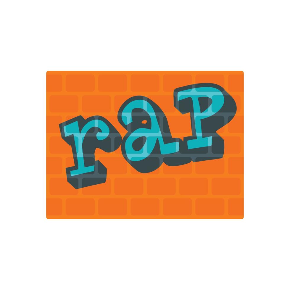 Rap on bricks wall icon, flat style vector