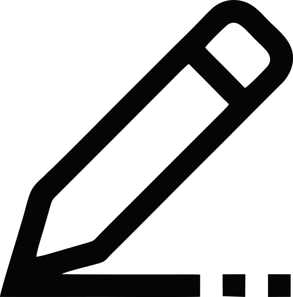 pencil icon in black vector image, illustration of pencil in black on white background, a pen design on a white background