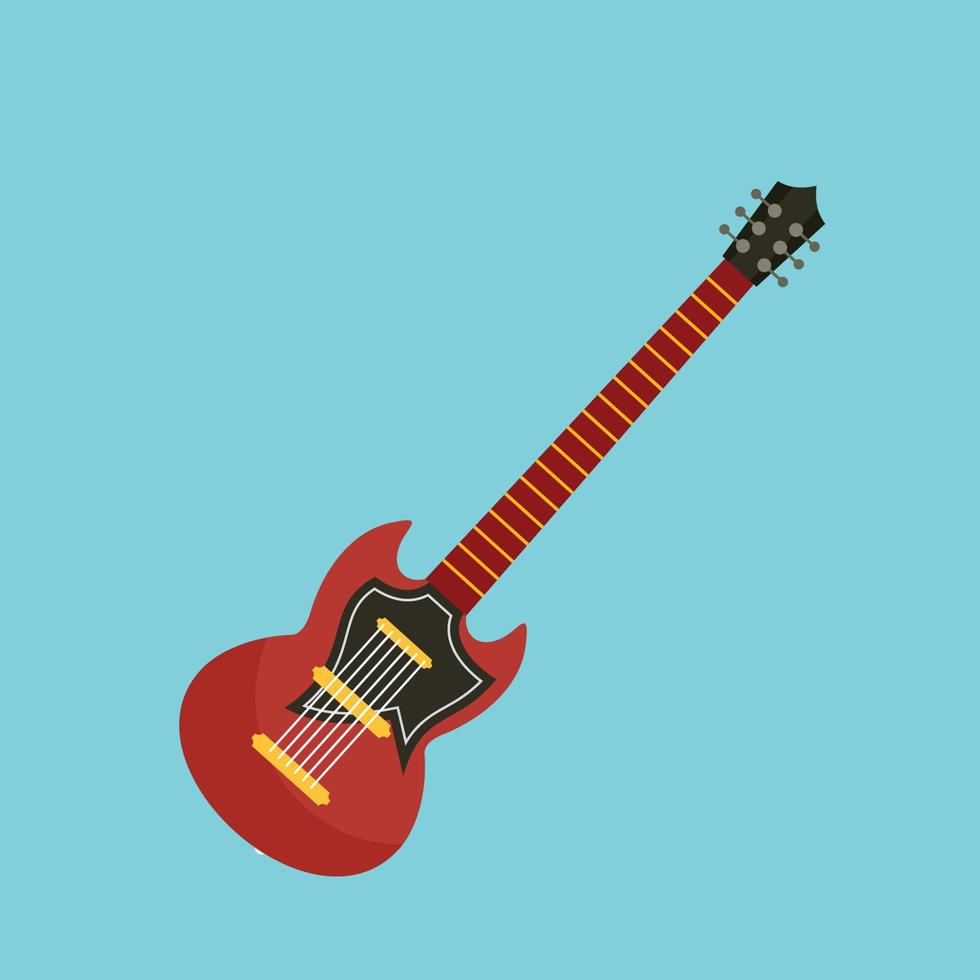 Electric guitar icon, flat style vector