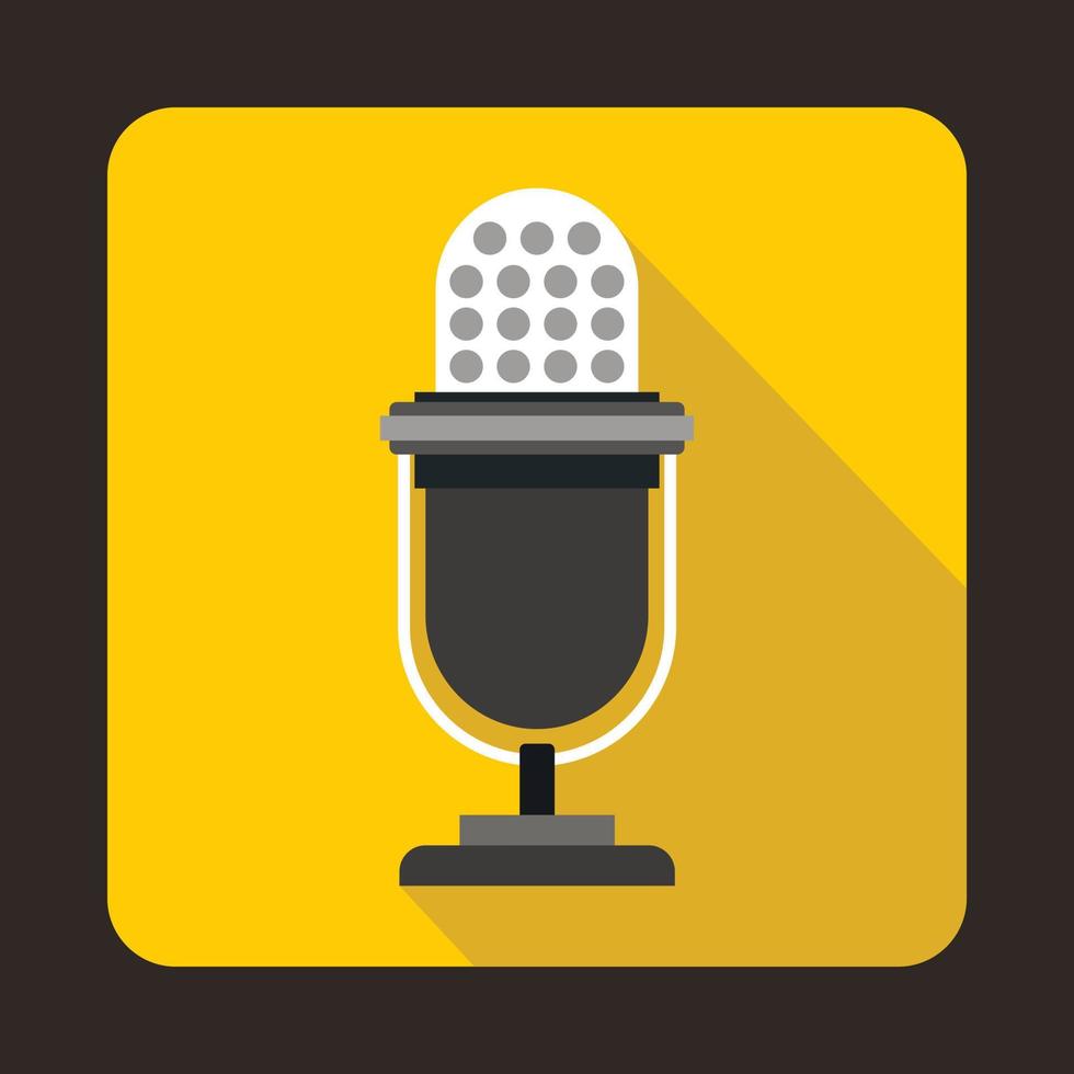 Retro microphone icon in flat style vector