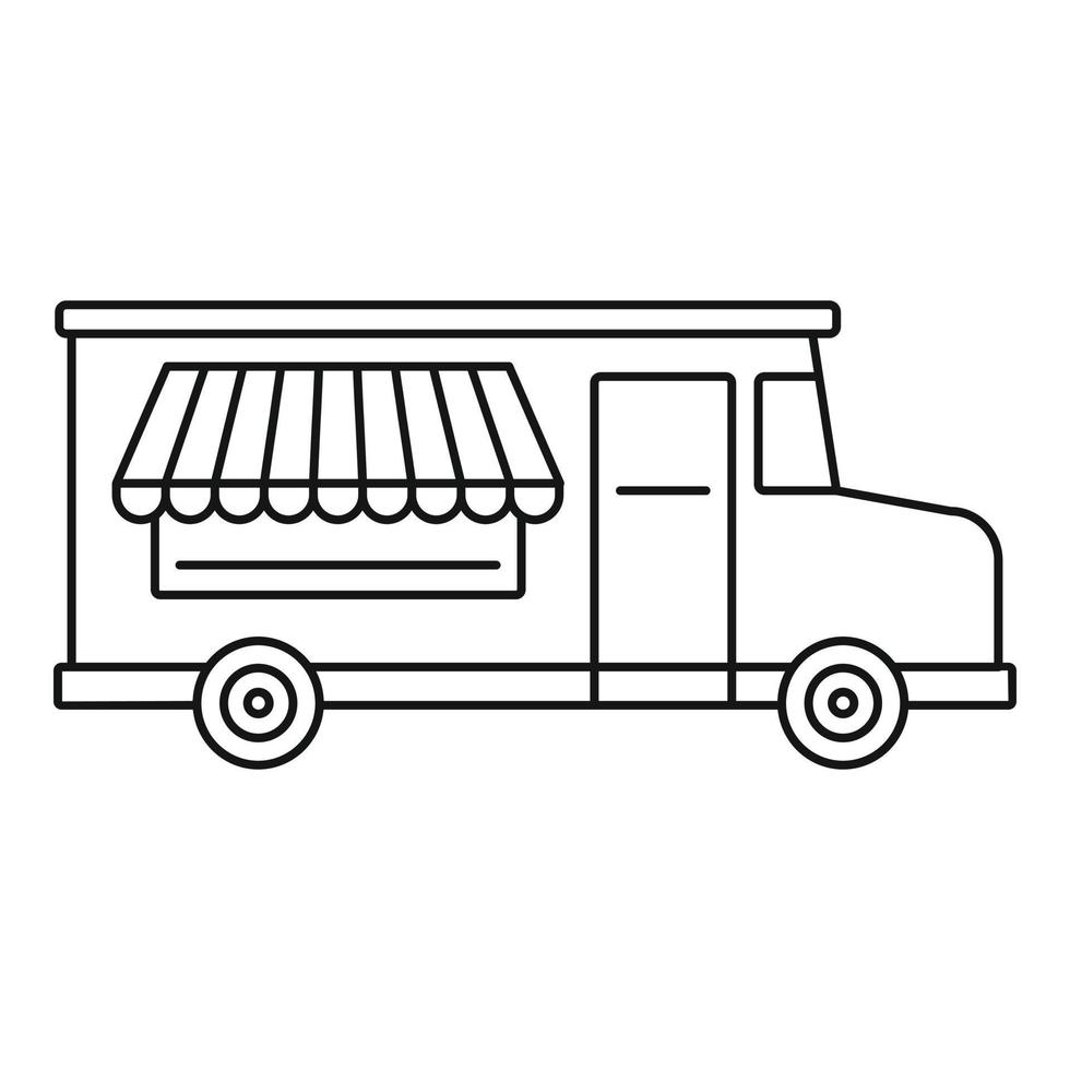 icono de camión de comida, estilo de esquema vector