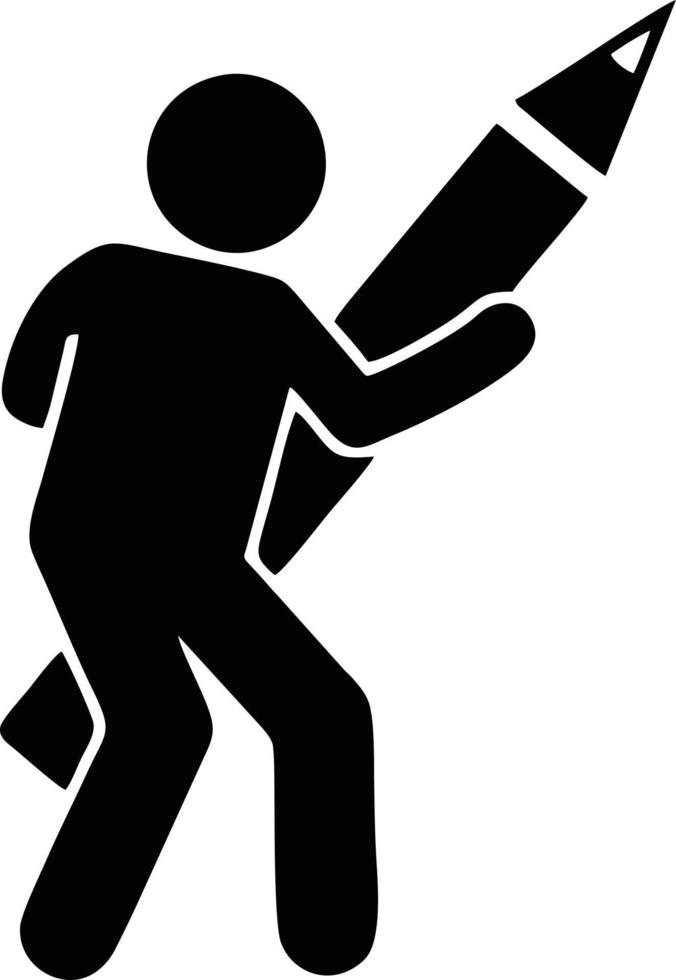 pencil icon in black vector image, illustration of pencil in black on white background, a pen design on a white background