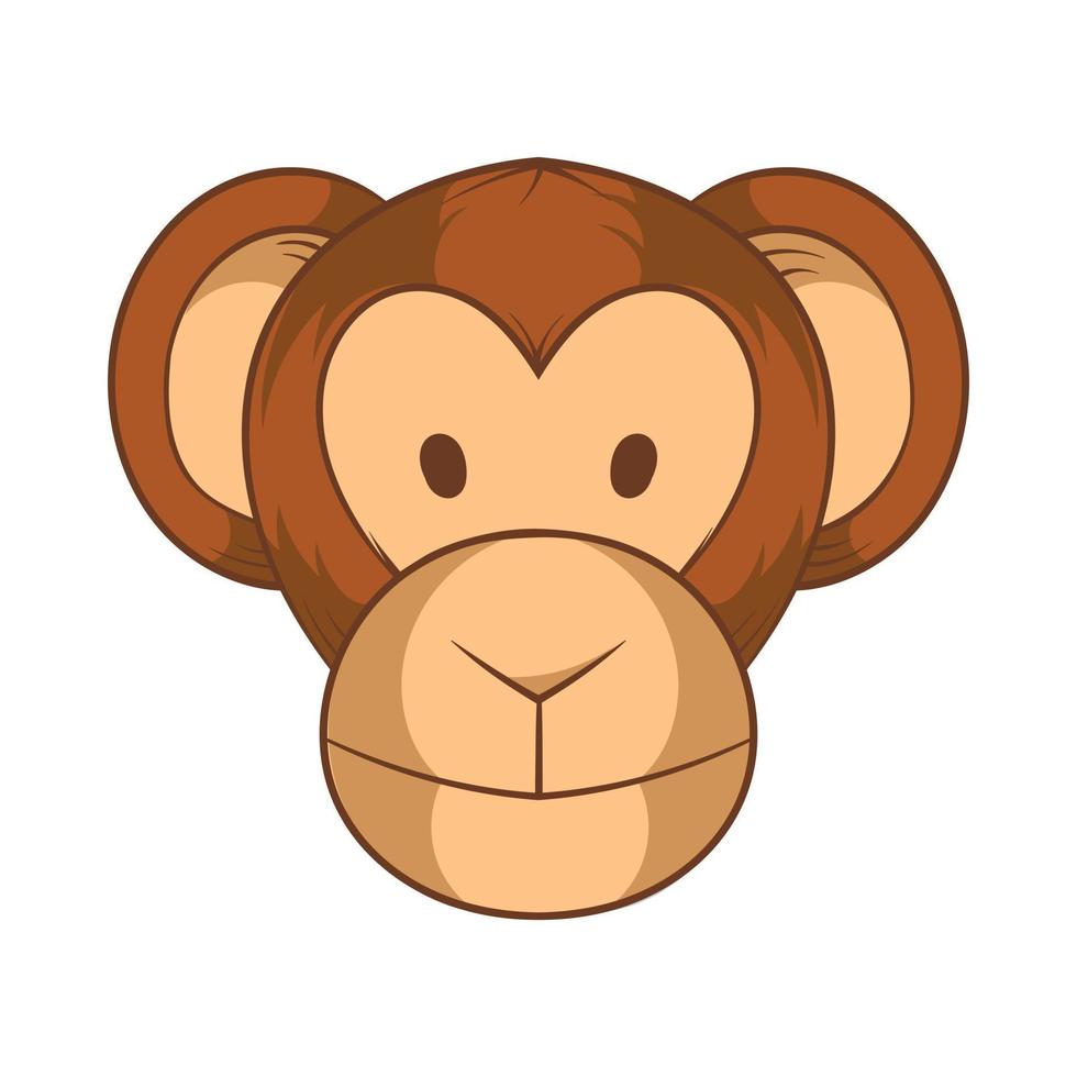 Monkey head icon, cartoon style vector