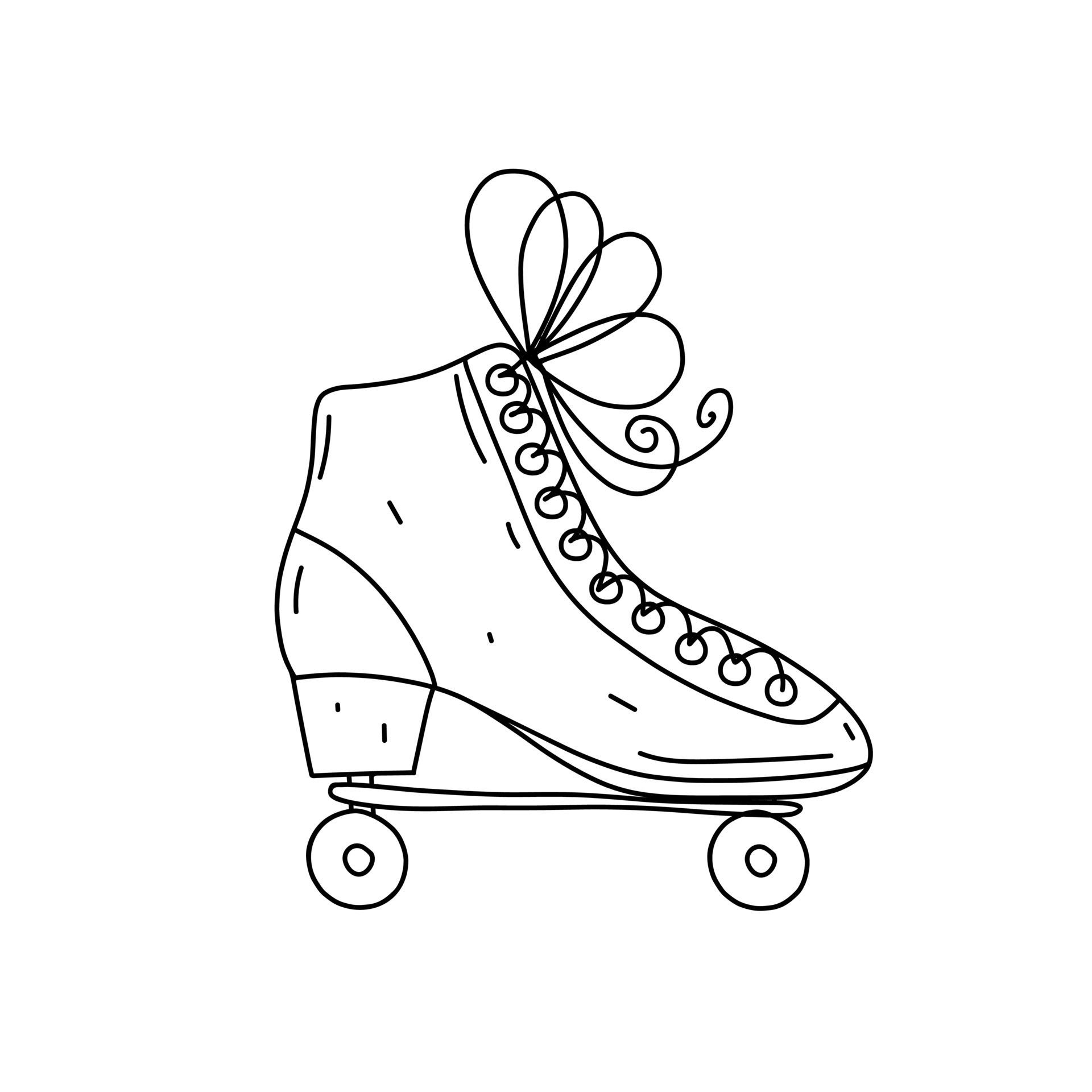 Roller skate in hand drawn doodle style. Vector illustration. Doodle