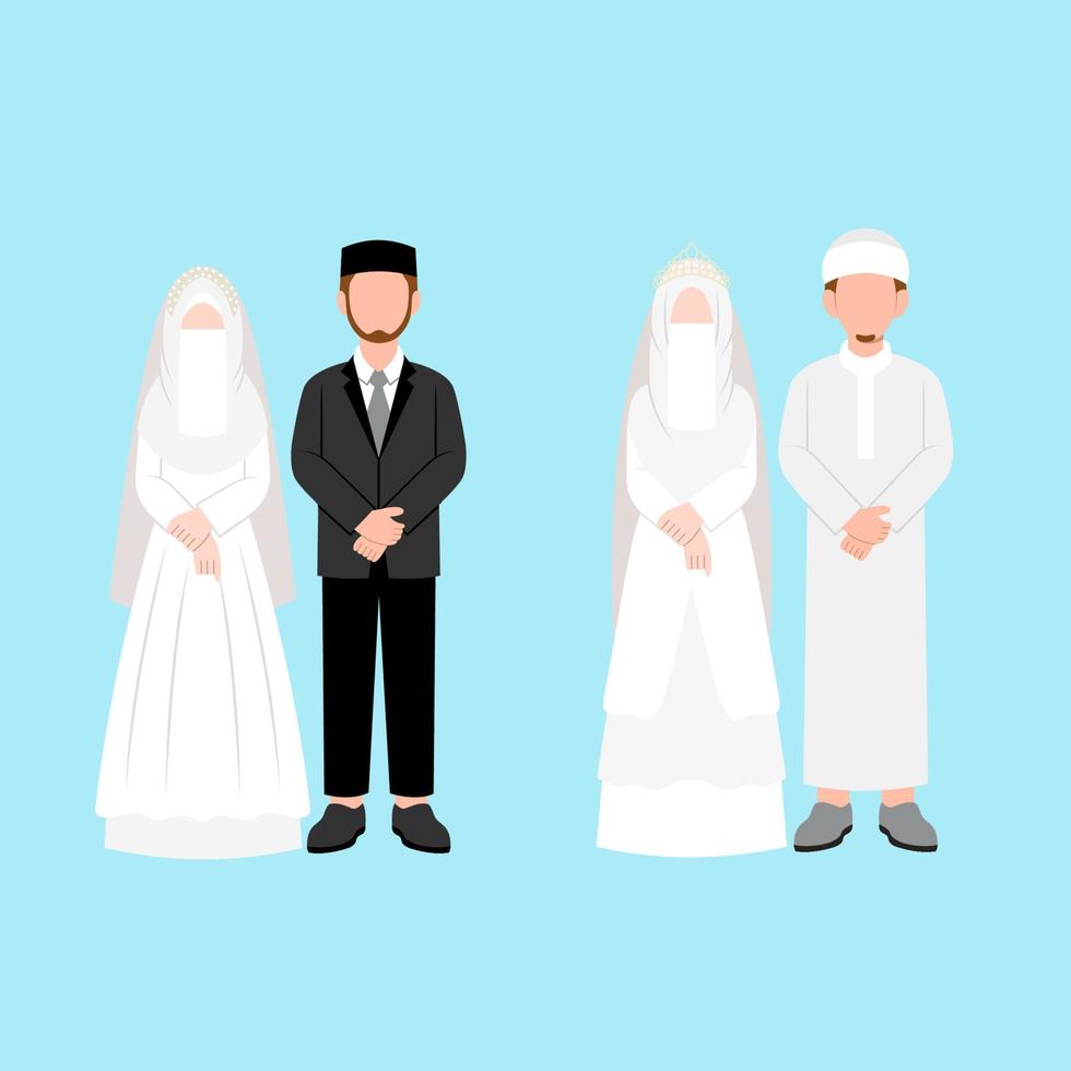 Set Of Muslim Wedding Couple vector