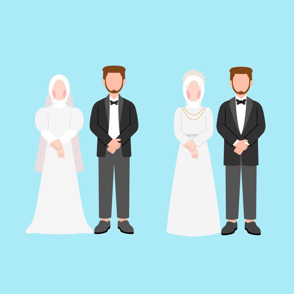 Set Of Muslim Wedding Couple vector