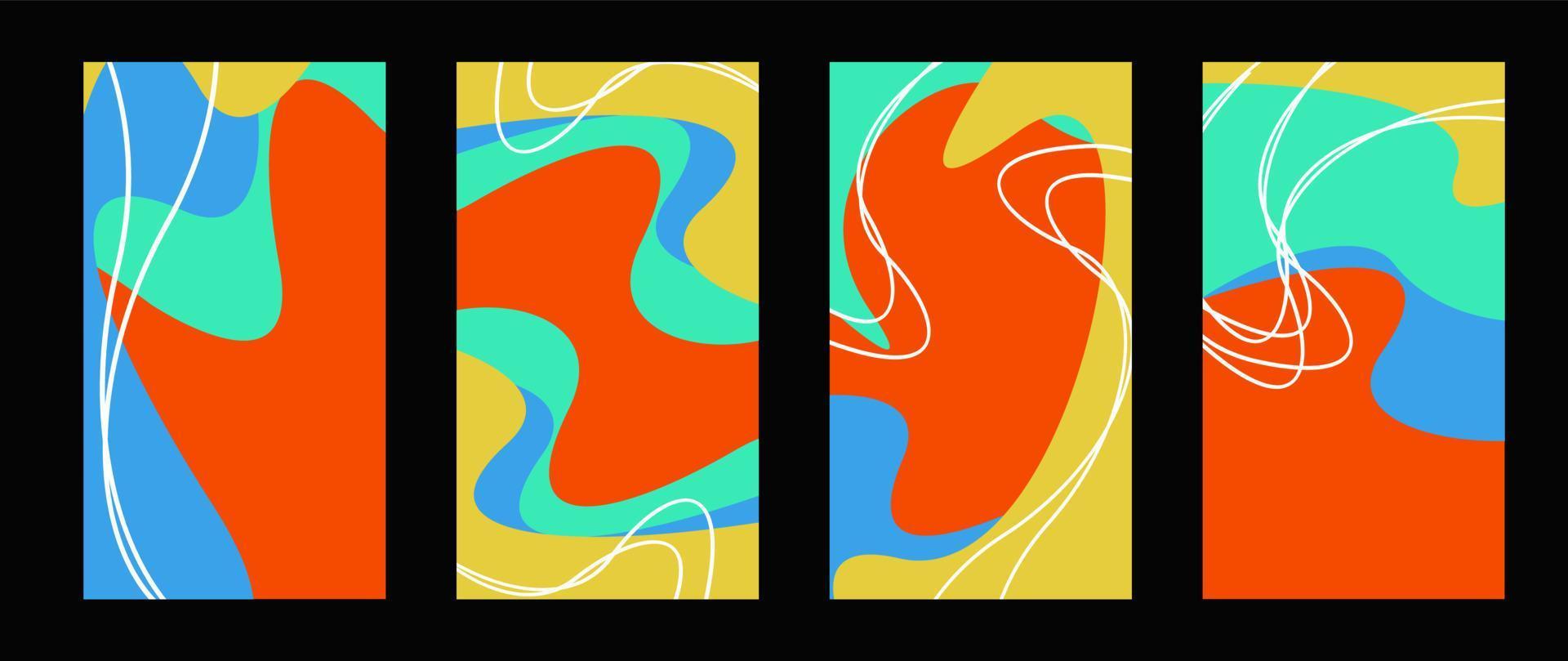 colección de fondo colorido de forma de onda dibujada a mano vector