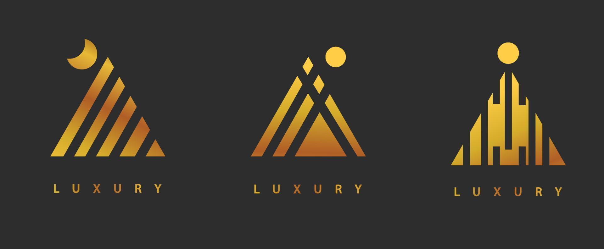 Golden triangle shape luxury logo vector