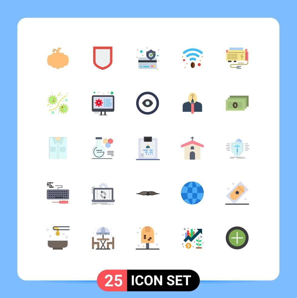 Universal Icon Symbols Group of 25 Modern Flat Colors of source computer payment battery wifi Editable Vector Design Elements
