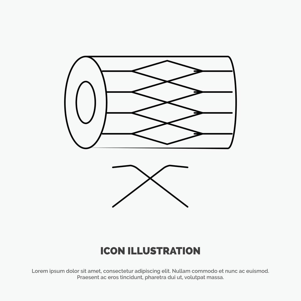 Drum Instrument Irish Parade St Patrick Line Icon Vector