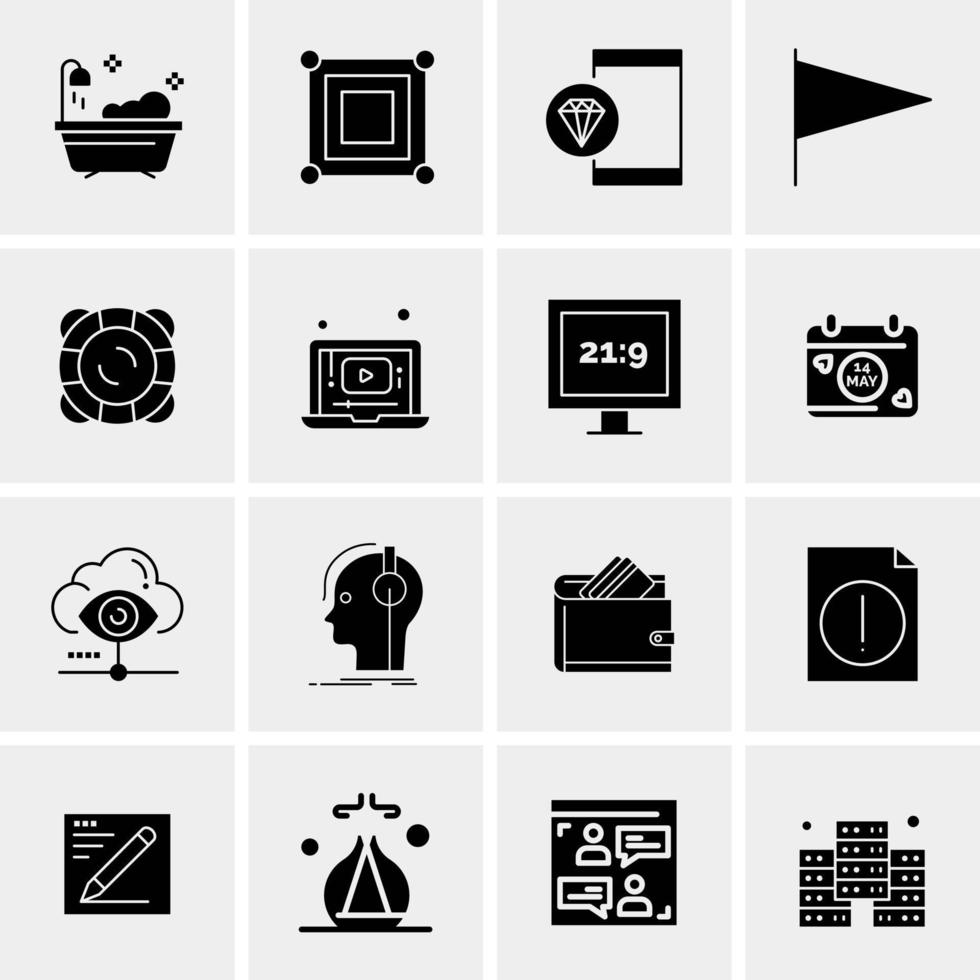 16 iconos de negocios universales vector ilustración de icono creativo para usar en proyectos relacionados con la web y dispositivos móviles