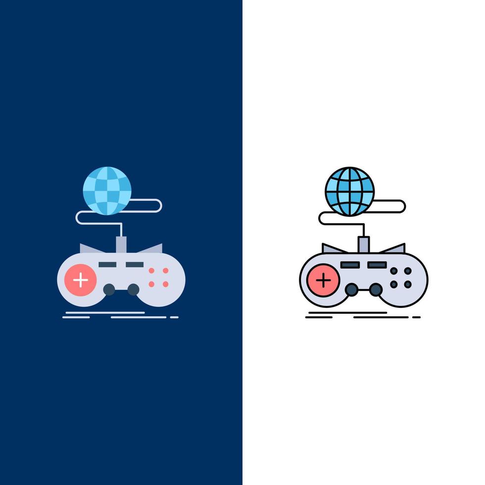 Game gaming internet multiplayer online Flat Color Icon Vector