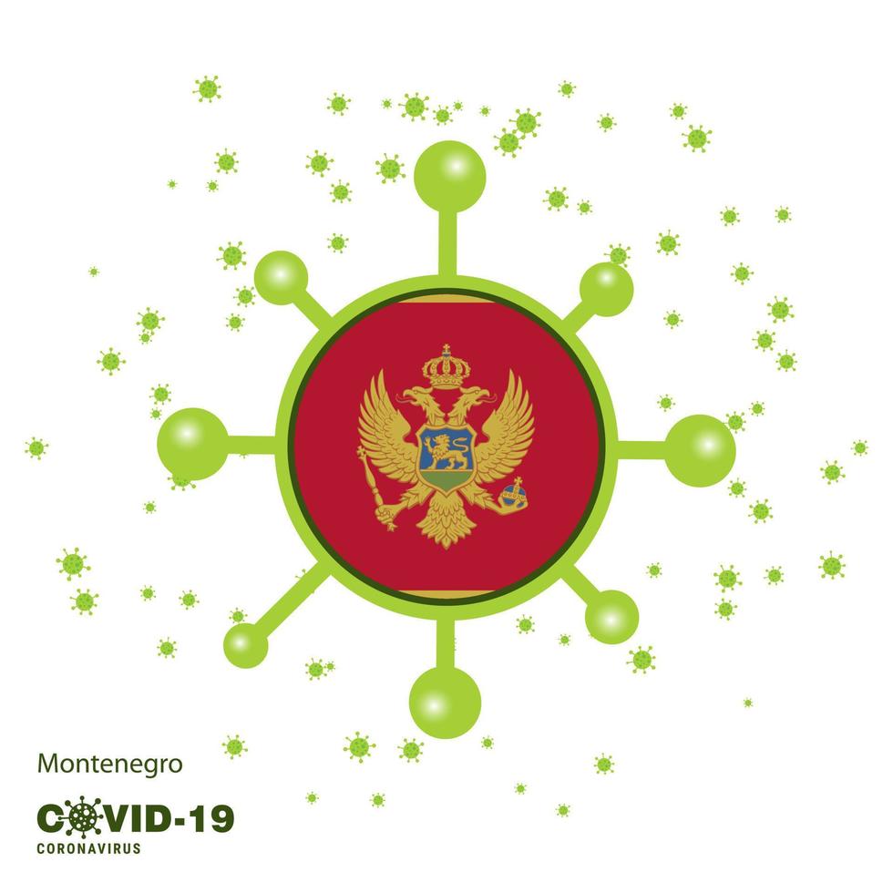 montenegro coronavius bandera fondo de conciencia quédate en casa mantente saludable cuida tu propia salud ora por el país vector