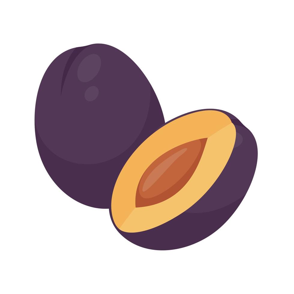 purple prunes high fiber fruit Help the digestive system Healthy fruits for vegetarians vector