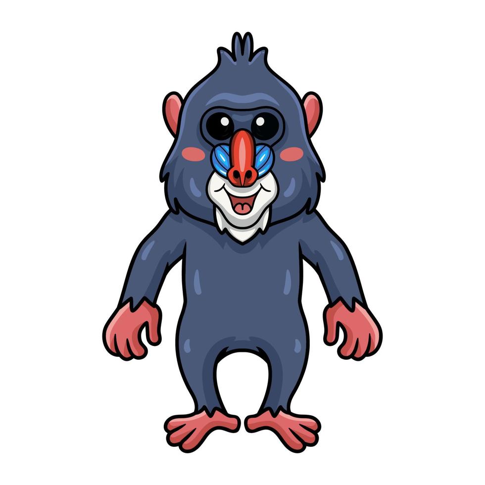 pequeño y lindo mandril de dibujos animados de pie vector