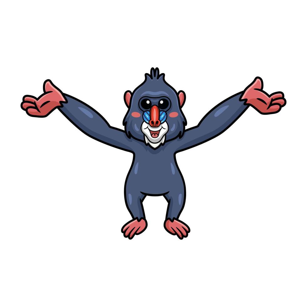 Cute little mandrill cartoon with blank sign vector