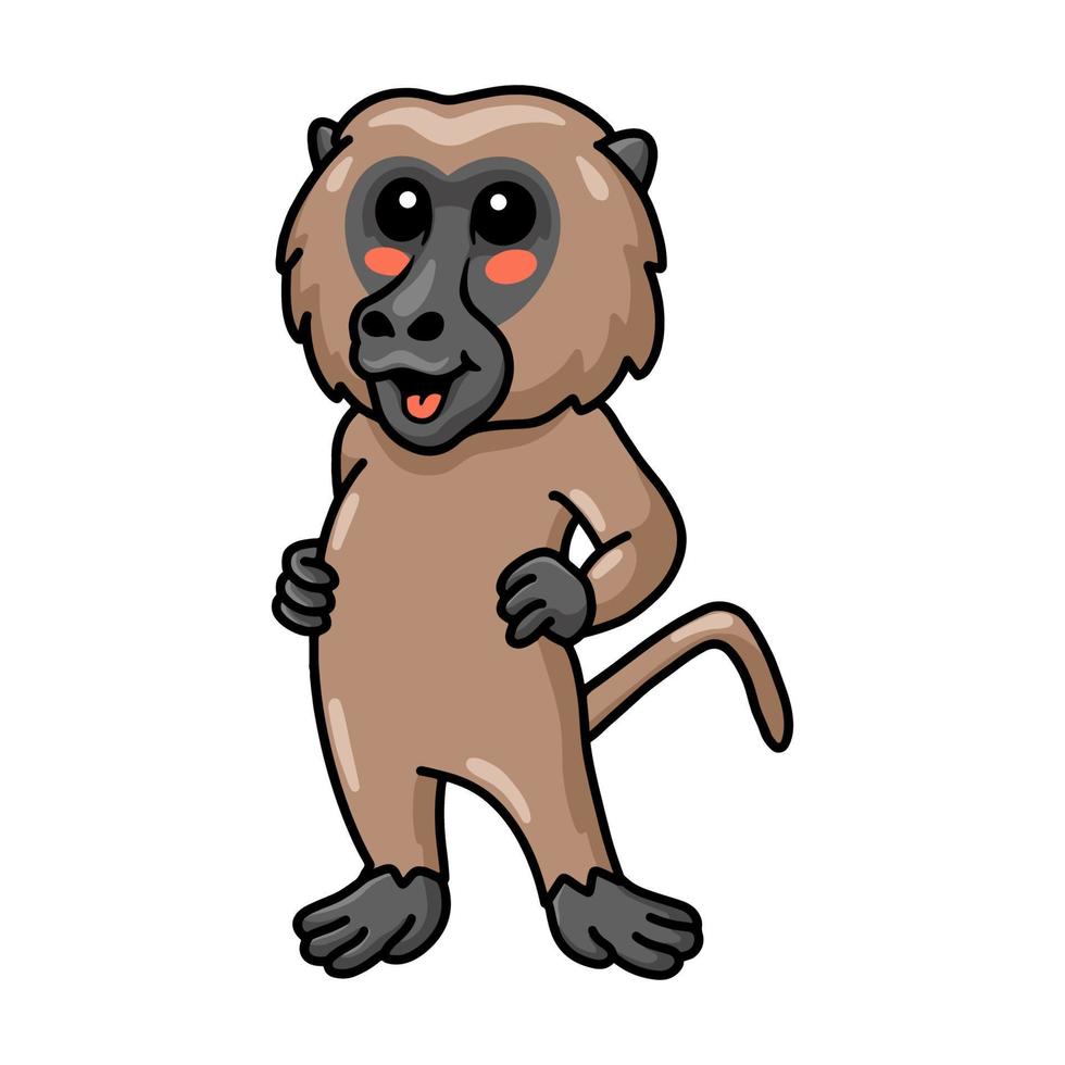 Cute little baboon monkey cartoon standing vector