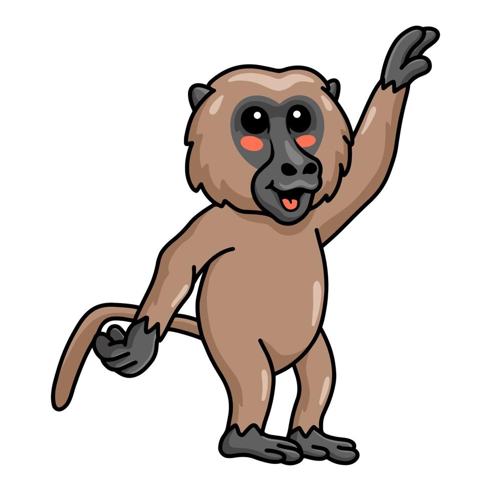 Cute little baboon monkey cartoon standing vector