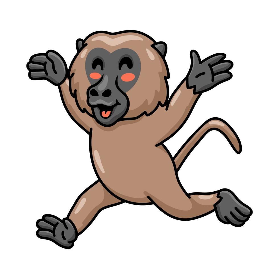 Cute little baboon monkey cartoon running vector