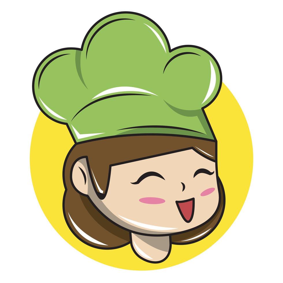 logo de chef femenina con cara feliz vector