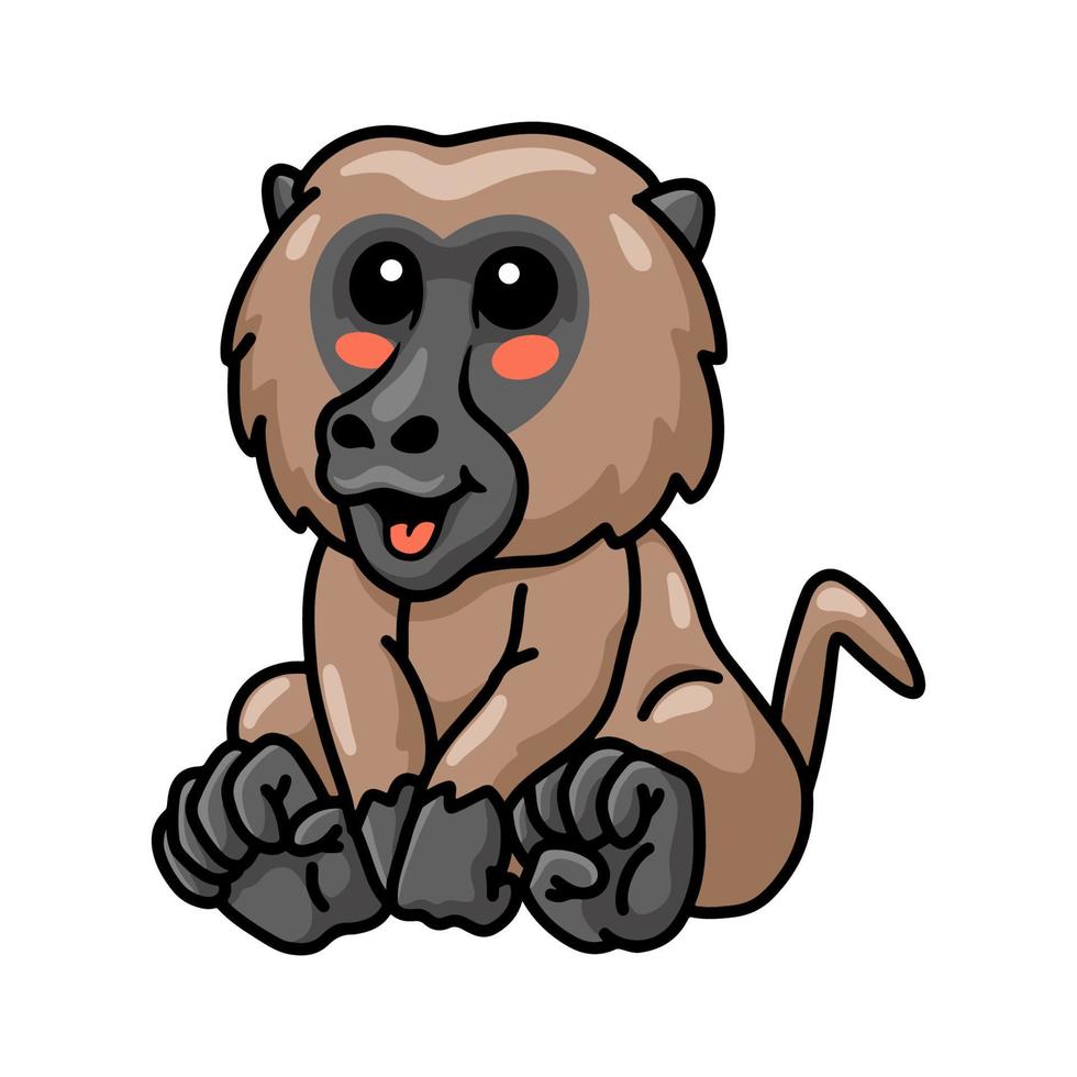 Cute little baboon monkey cartoon vector