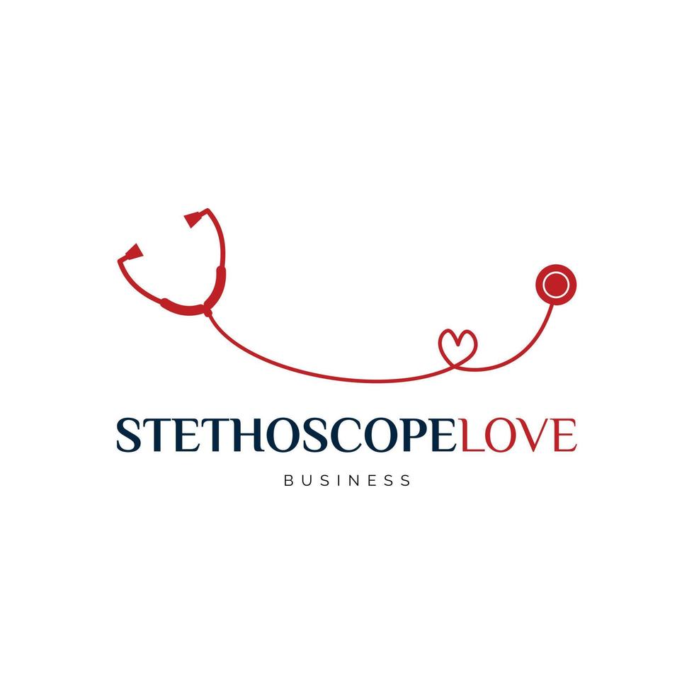plantilla de diseño de logotipo de icono de estetoscopio y amor vector