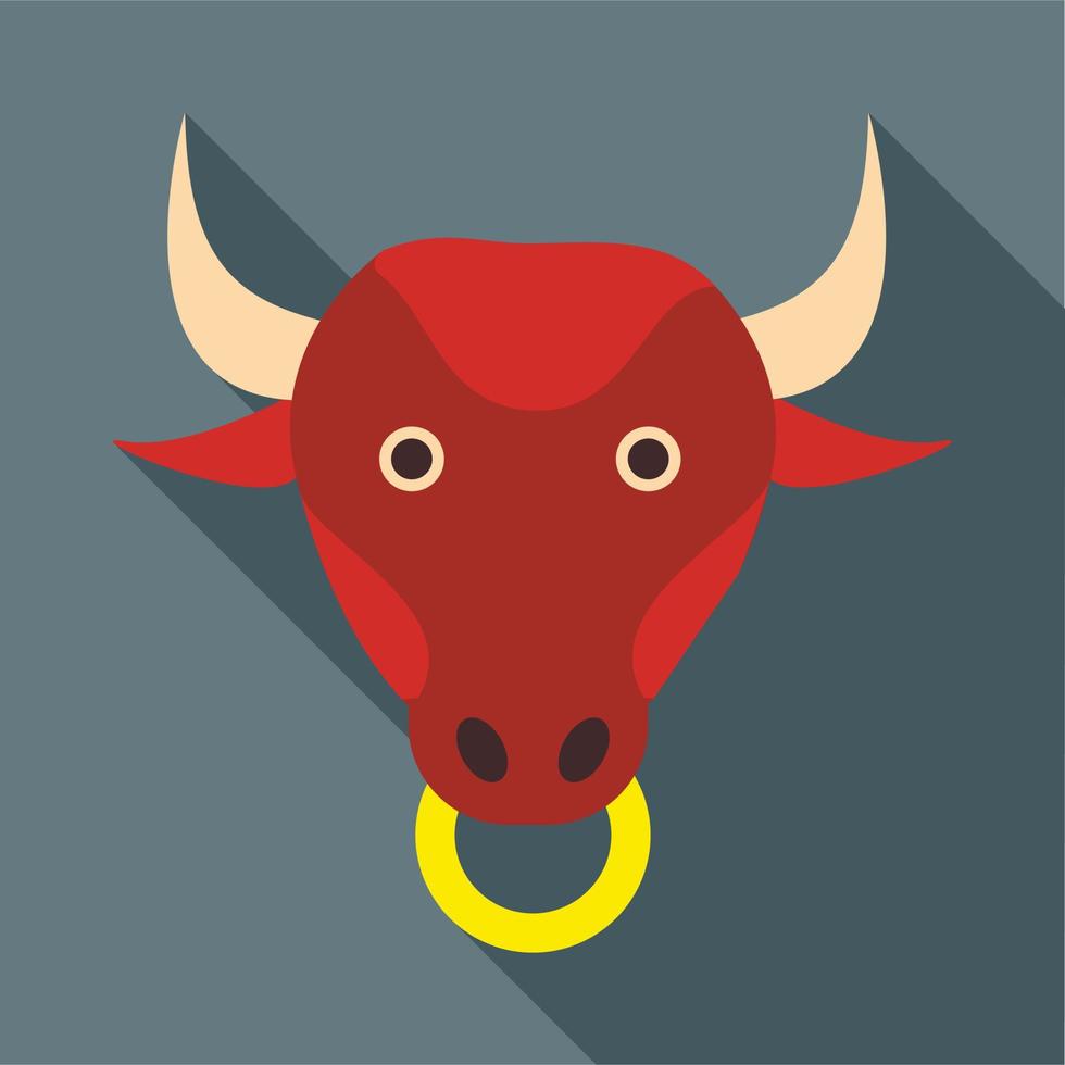 Bull icon, flat style 14418677 Vector Art at Vecteezy