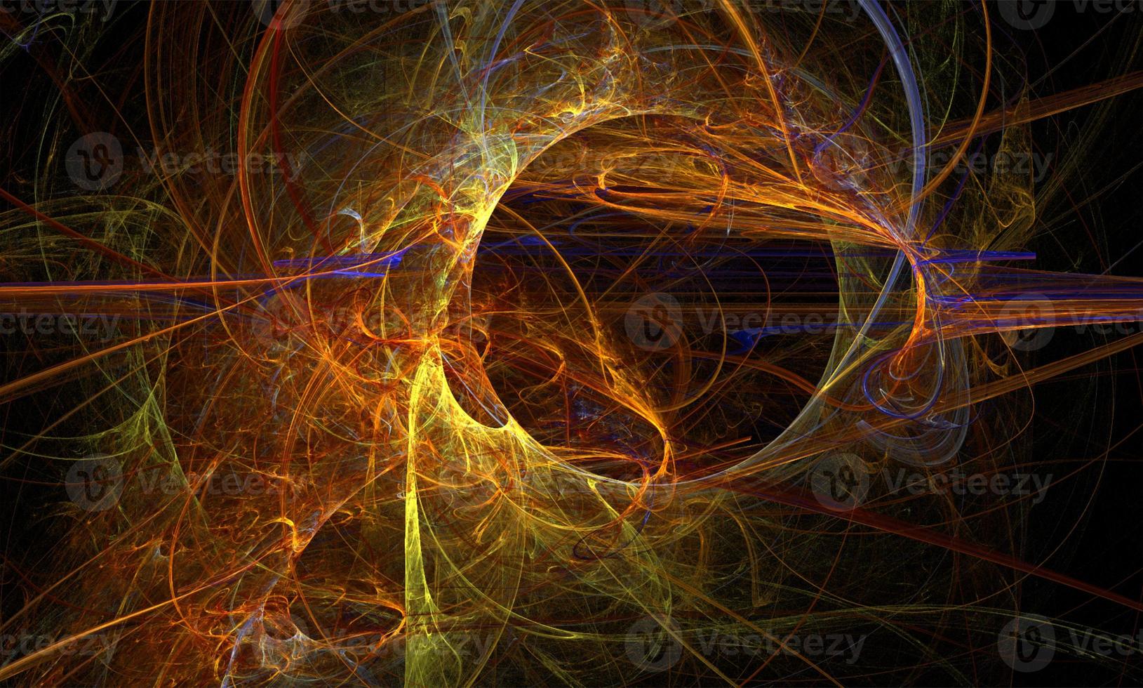 fantastic illustration of space, star system, planet on black background photo