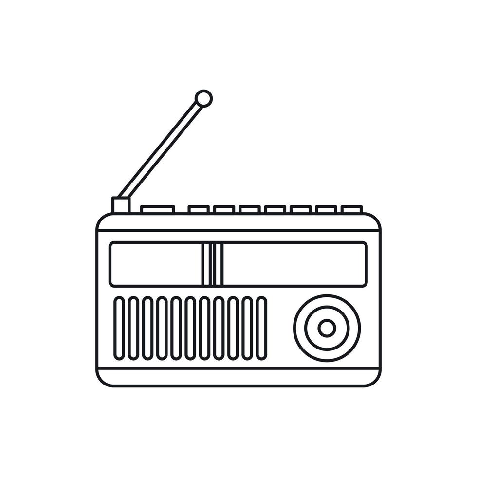 icono de receptor de radio retro, estilo de contorno vector