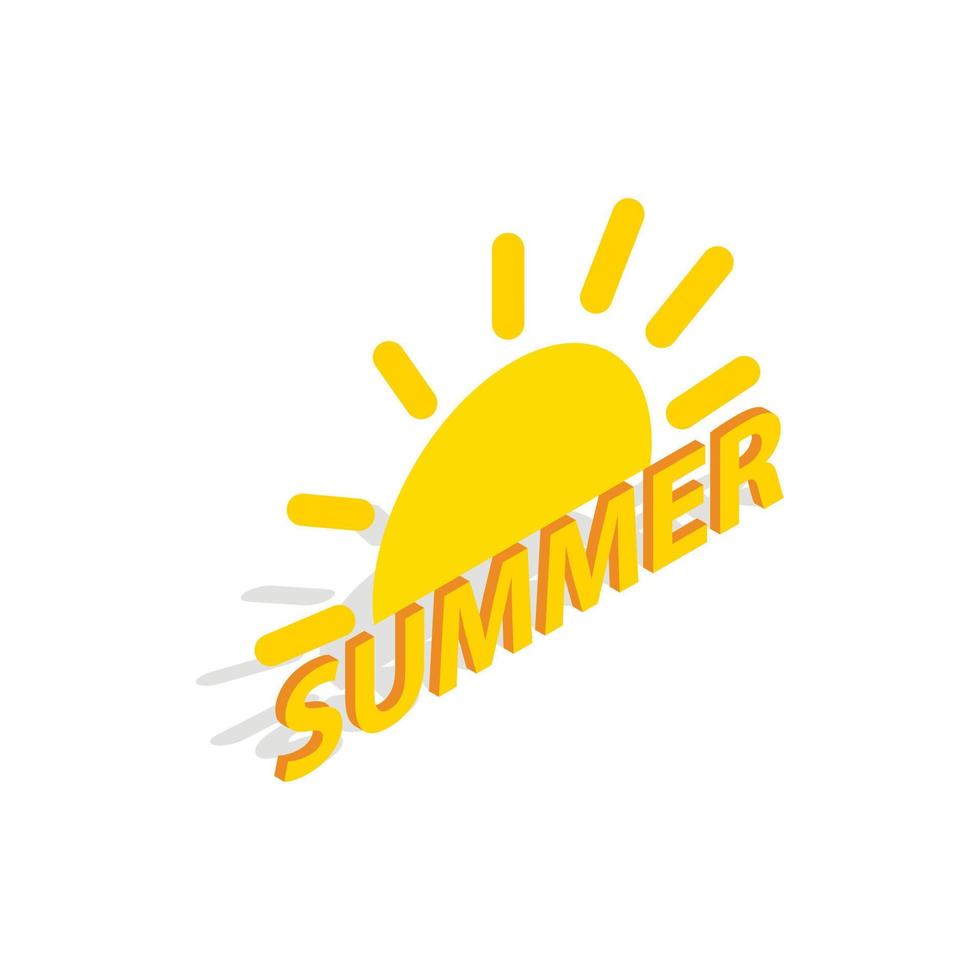 Sun and summer icon, isometric 3d style vector